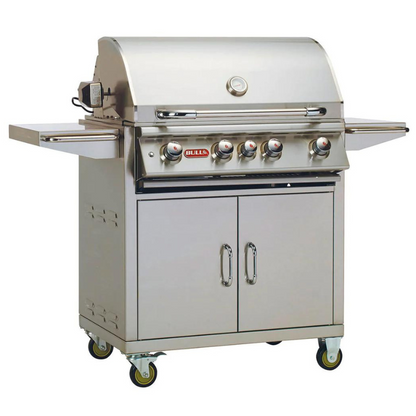 Bull Angus BBQ 4 Burner Light & Rotisserie & Rear Burner Cart Barbecue